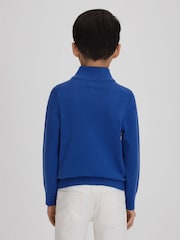 Reiss Lapis Blue Blackhall 13-14 yrs Wool Half-Zip Funnel Neck Jumper - Image 5 of 6