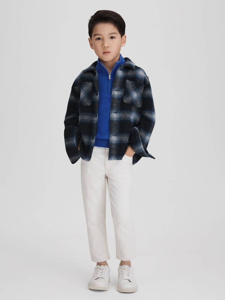 Reiss Lapis Blue Blackhall 13-14 yrs Wool Half-Zip Funnel Neck Jumper - Image 6 of 6