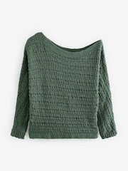 Green Knitted Long Sleeve Off The Shoulder Top - Image 5 of 6