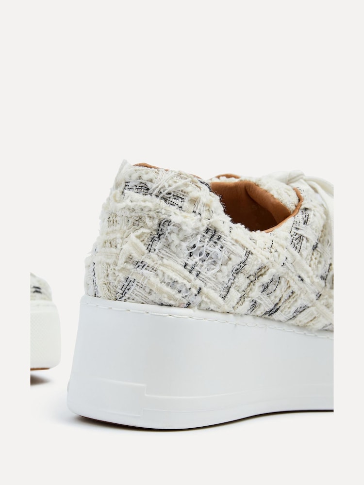 Linzi White Quest Tweed Lace Flatform Trainers - Image 6 of 6