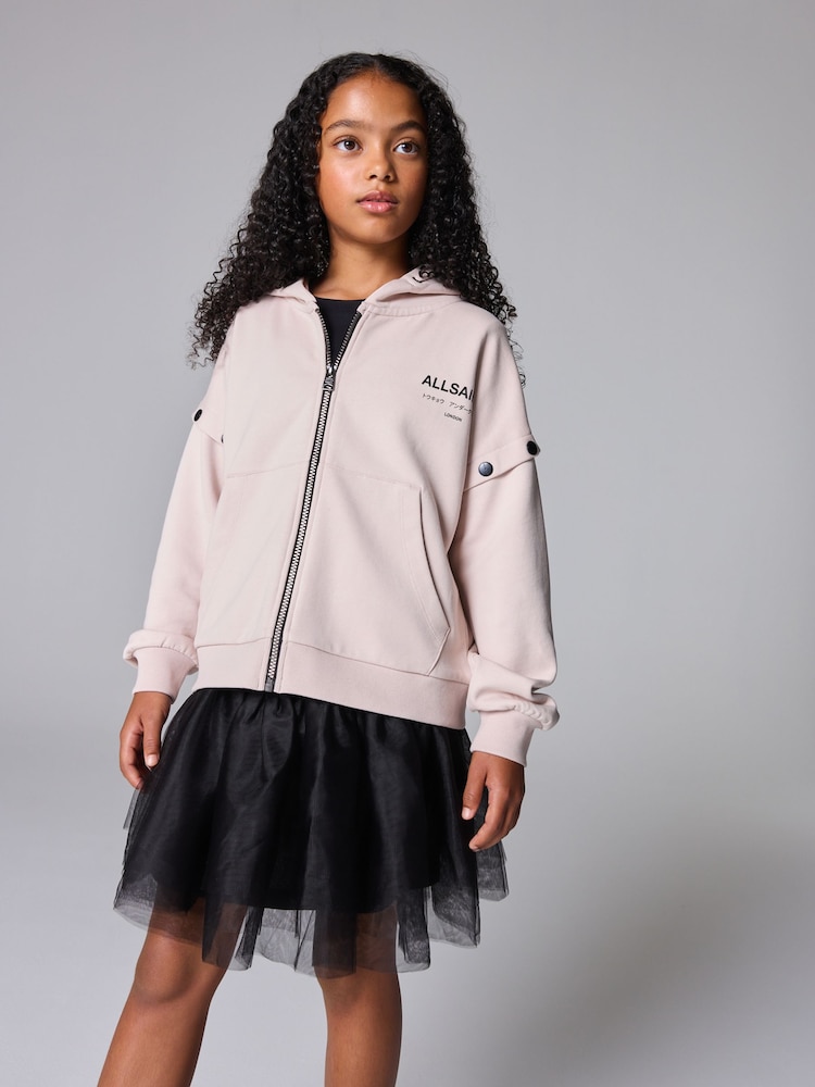 smALLSAINTS Light Pink Girls Amphia Underground 100% Cotton Zip Hoodie - Image 2 of 9
