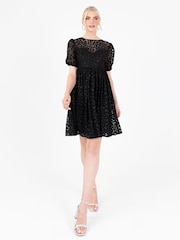 Lovedrobe Animal Print Lace Mini Black Dress - Image 1 of 6