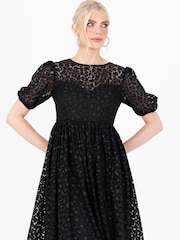 Lovedrobe Animal Print Lace Mini Black Dress - Image 5 of 6