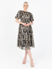 Lovedrobe Sequin Star Black Midi Dress - Image 1 of 7
