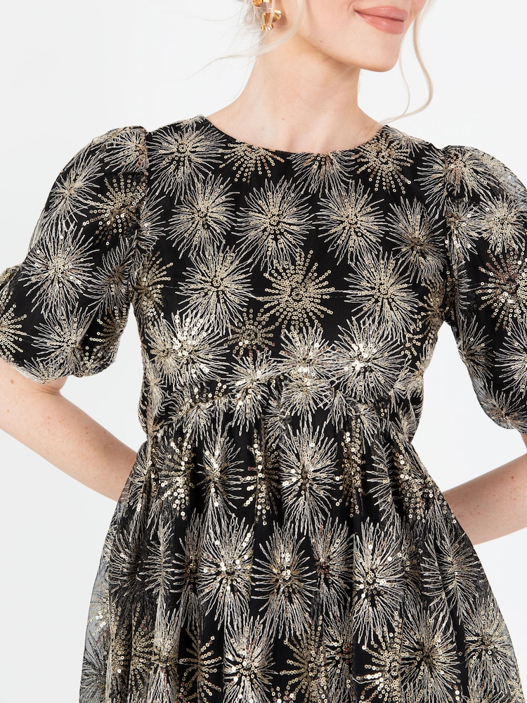 Lovedrobe Sequin Star Black Midi Dress - Image 7 of 7