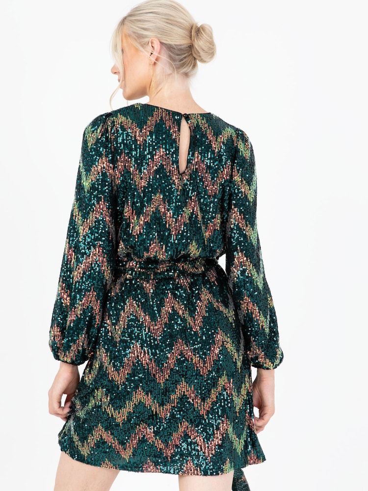 Zig Zag Long Sleeve Mini Dress - Image 5 of 5