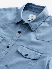Blue 100% Cotton Textured Short Sleeve Western Shirt - Image 8 of 8