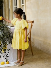 Soft Yellow Floral Texture Dress (3-16yrs) - Image 2 of 5