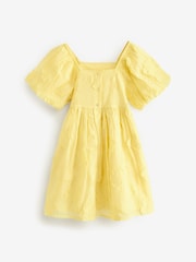 Soft Yellow Floral Texture Dress (3-16yrs) - Image 4 of 5