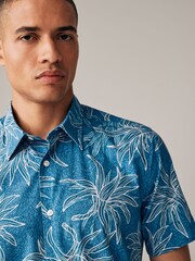 Blue Bamboo Printed Short Sleeve Shirt - Image 1 of 8