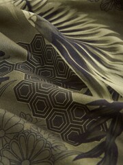 Khaki Green Printed Short Sleeve Shirt With Cuban Collar - Image 8 of 8