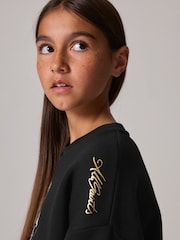 smALLSAINTS Black/Turin Tiger Girls Cygni Oversized 100% Cotton Graphic Sweatshirt - Image 2 of 8