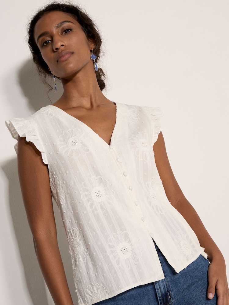 Apricot Cream Daisy Embroidered Blouse - Image 1 of 4