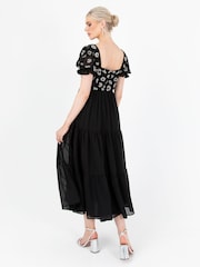 Lovedrobe Black Square Neck Animal Embellished Midaxi Dress - Image 2 of 4