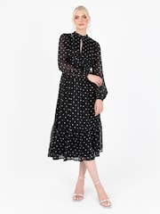 Lovedrobe Printed High Neck Black Midi Dress - Image 4 of 7