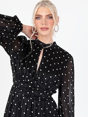 Lovedrobe Printed High Neck Black Midi Dress - Image 7 of 7