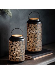 Gallery Home Black Christmas Pinecone Large LED Lantern Light - Image 1 of 5
