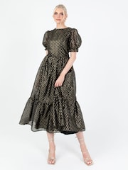 Lovedrobe Zig Zag Tie Back Black Midaxi Dress - Image 1 of 6