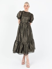 Lovedrobe Zig Zag Tie Back Black Midaxi Dress - Image 4 of 6