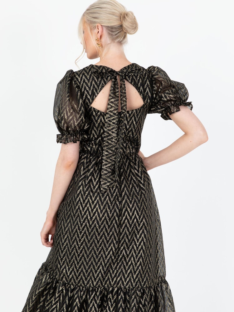 Lovedrobe Zig Zag Tie Back Black Midaxi Dress - Image 6 of 6