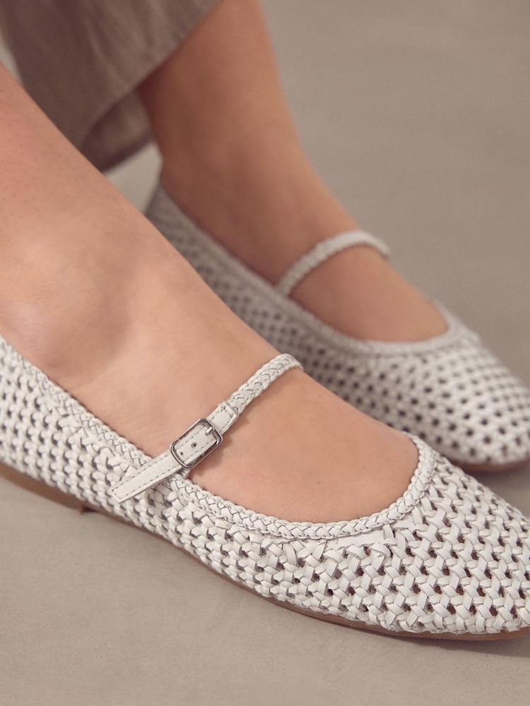 Bela - Usnjeni tkani čevlji Mary Jane Forever Comfort® - Slika 4 iz 4 Bela - Usnjeni tkani čevlji Mary Jane Forever Comfort® - Slika 4 iz 4