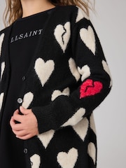 smALLSAINTS Black Amore Heart Girls Long Knitted Cardigan - Image 5 of 9