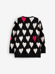 smALLSAINTS Black Amore Heart Girls Long Knitted Cardigan - Image 7 of 9