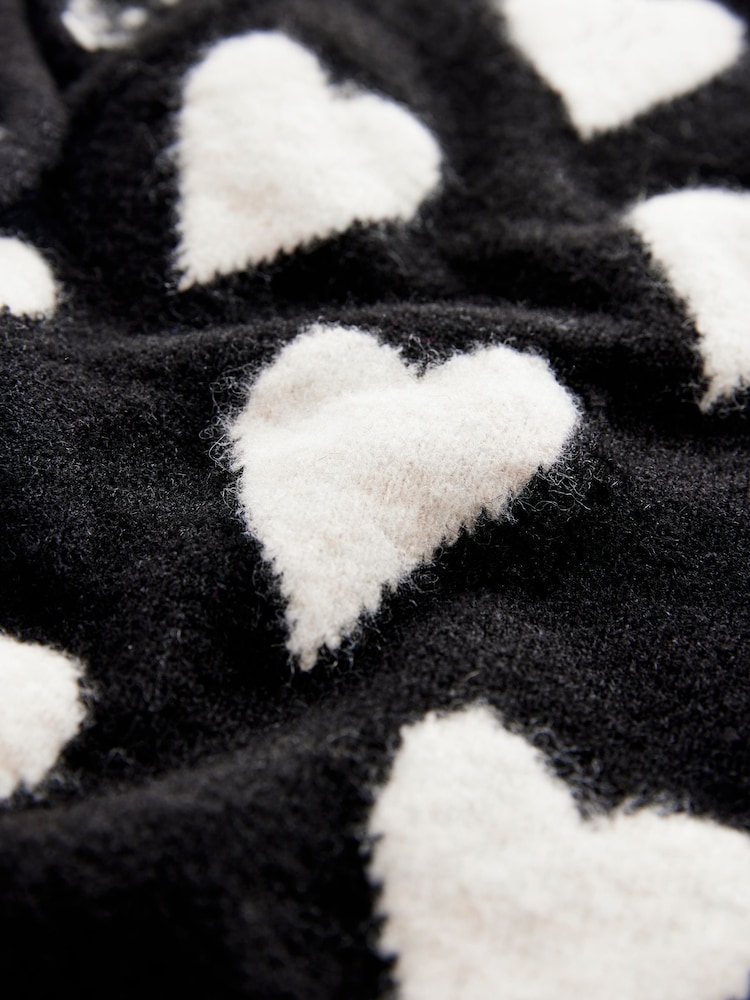 smALLSAINTS Black Amore Heart Girls Long Knitted Cardigan - Image 9 of 9