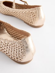 zlata (barva); zlato - Usnjeni tkani čevlji Mary Jane Forever Comfort® - Slika 6 iz 7