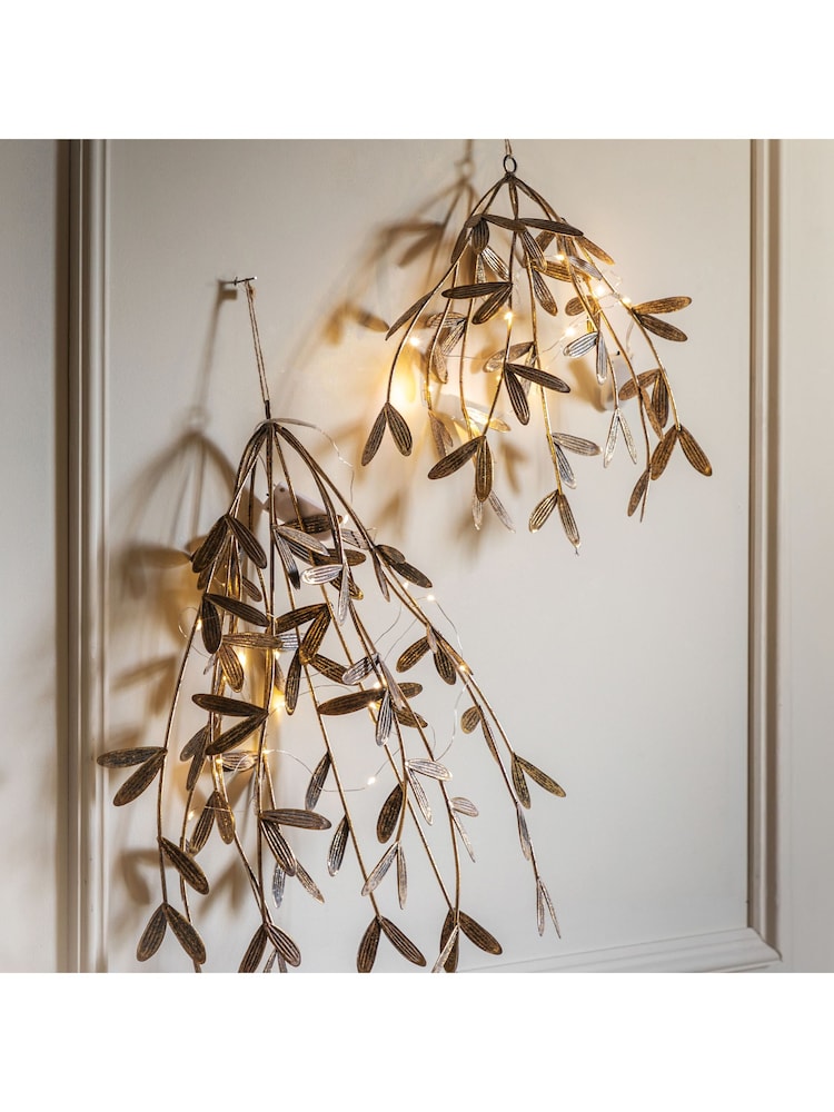 Gallery Home Gold Christmas Small Mistletoe Bundle with LED Lights - Image 1 of 6 Gallery Home Gold Christmas Small Mistletoe Bundle with LED Lights - Image 1 of 6