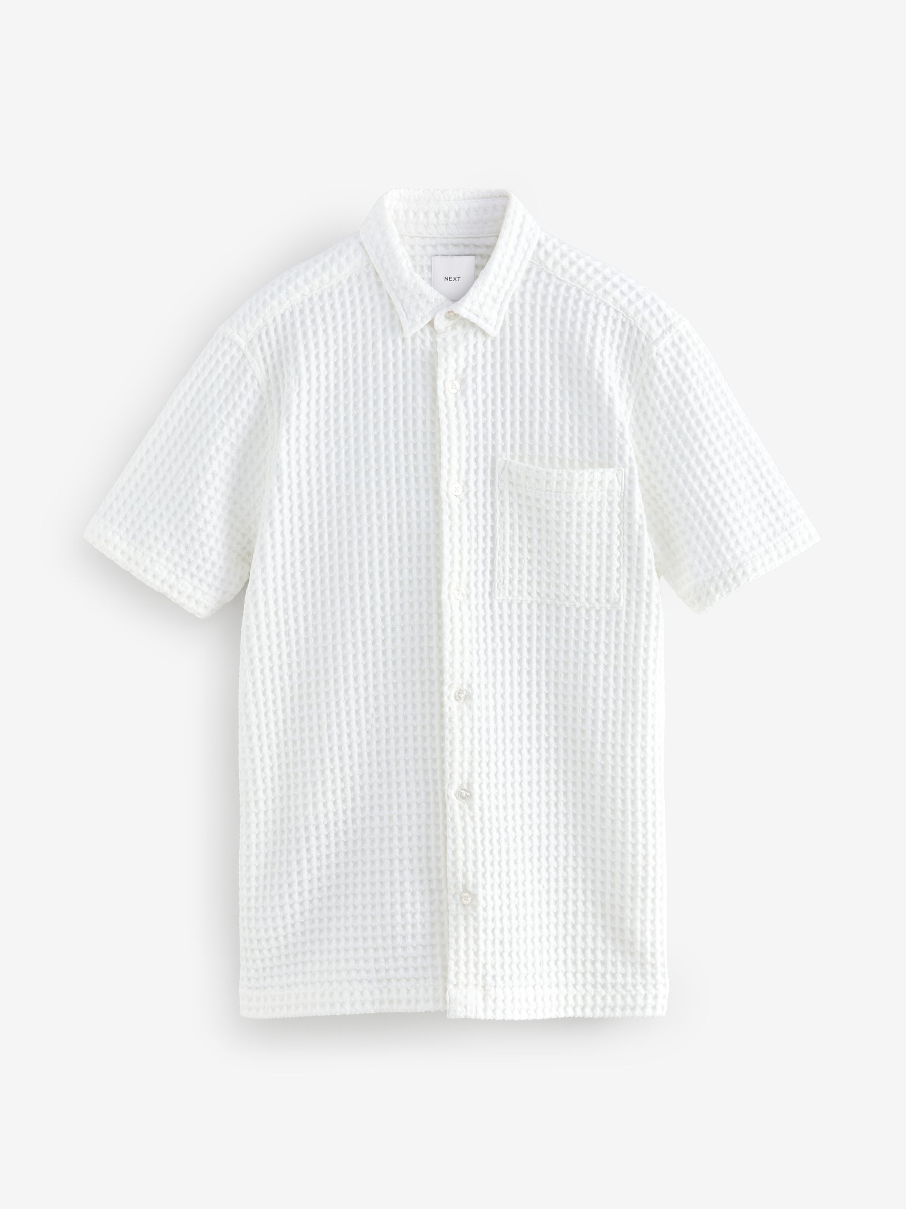 値引 Texture Waffle White Buy Short from Shirt Cotton 100% Sleeve トップス
