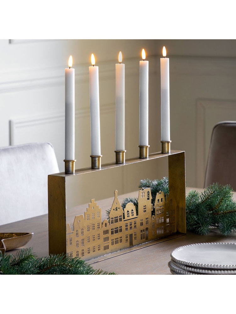 Gallery Home Gold Christmas Wilby Large Candleholder - Image 1 of 5 Gallery Home Gold Christmas Wilby Large Candleholder - Image 1 of 5