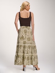 Jolie Moi Green Lace Trim Tiered Maxi Skirt - Image 2 of 6
