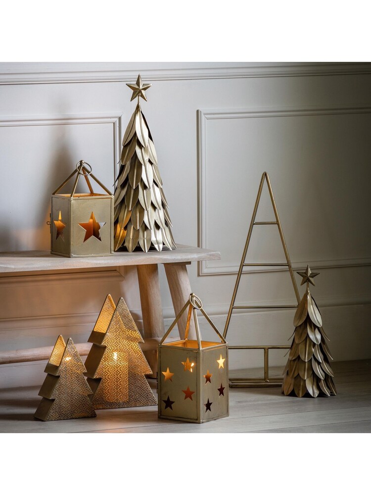 Gallery Home Gold Christmas Small Star Lantern Candle Holder - Image 1 of 5