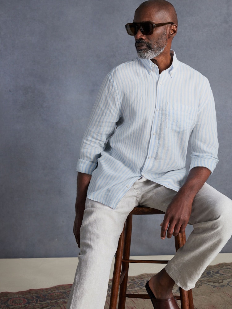 Blue Signature 100% Linen Long Sleeve Shirt - Image 1 of 9
