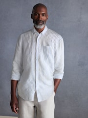 Blue Signature 100% Linen Long Sleeve Shirt - Image 4 of 9