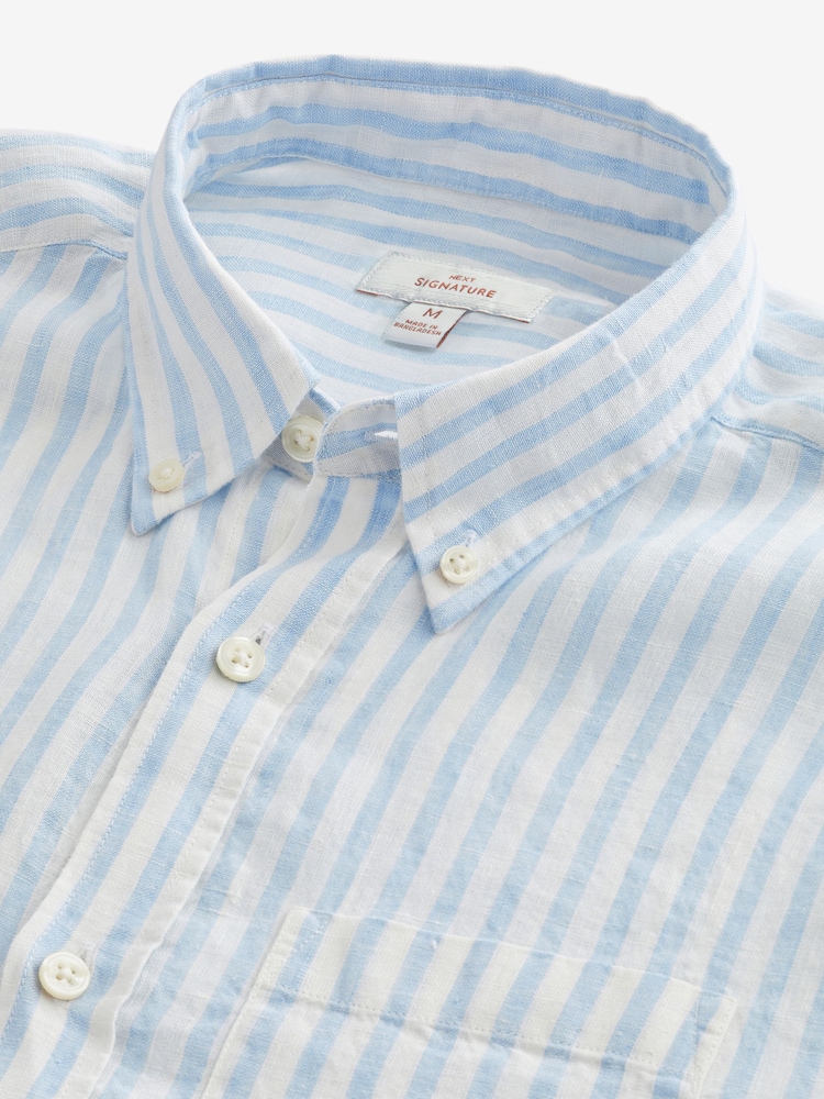 Blue Signature 100% Linen Long Sleeve Shirt - Image 9 of 9