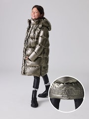 smALLSAINTS Metallic Longline Padded Girls Coat - Image 1 of 17