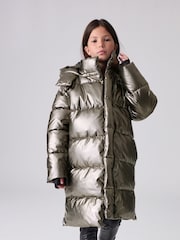 smALLSAINTS Metallic Longline Padded Girls Coat - Image 2 of 17