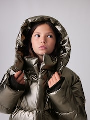 smALLSAINTS Metallic Longline Padded Girls Coat - Image 3 of 17
