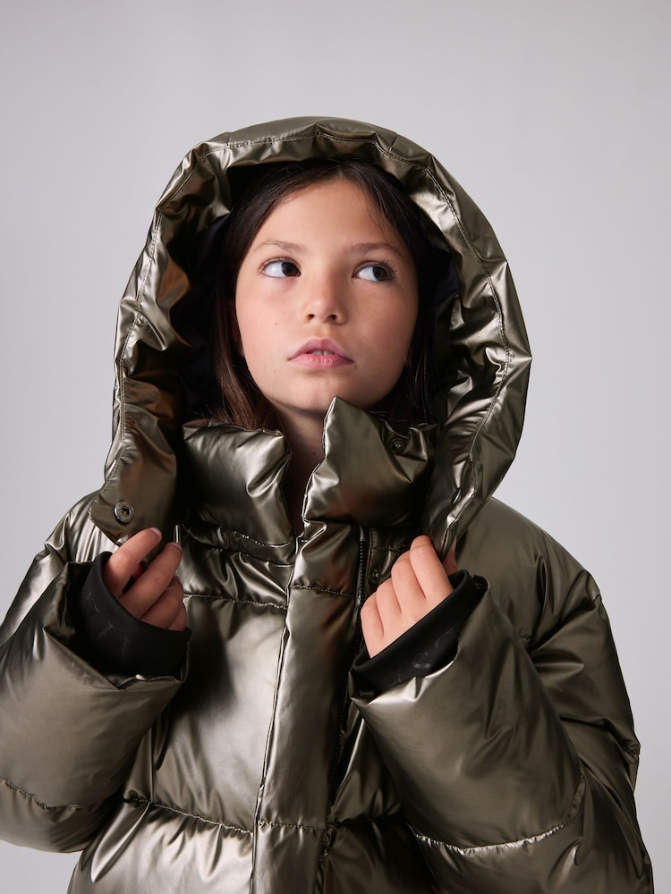 smALLSAINTS Metallic Longline Padded Girls Coat - Image 3 of 17
