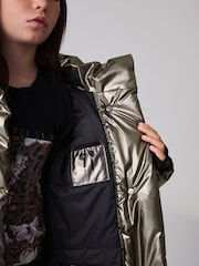 smALLSAINTS Metallic Longline Padded Girls Coat - Image 6 of 17