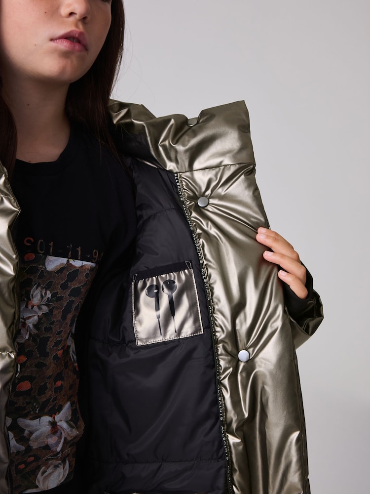 smALLSAINTS Metallic Longline Padded Girls Coat - Image 6 of 17