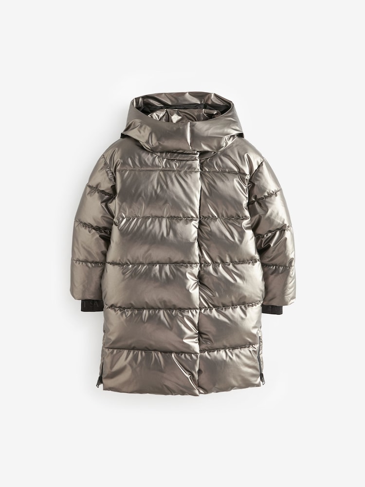 smALLSAINTS Metallic Longline Padded Girls Coat - Image 9 of 17