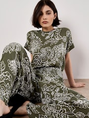 Apricot Green Sarasa Floral Button Back T-Shirt - Image 2 of 4