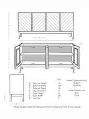 Swoon Light Brown Metz Mango Wood Four Door Sideboard - Image 4 of 7