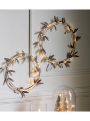 Gallery Home Gold Christmas Mistletoe Wreath with LED Lights - Image 1 of 4