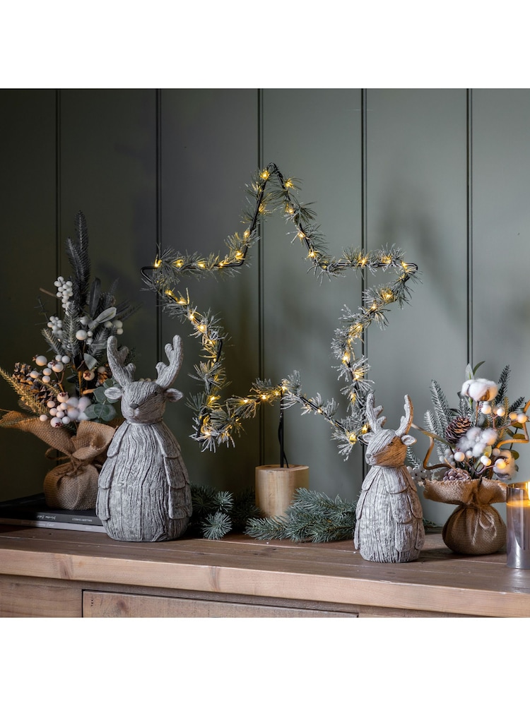 Gallery Home Green Christmas Star Decoration with Pine LED Lights - Image 1 of 4