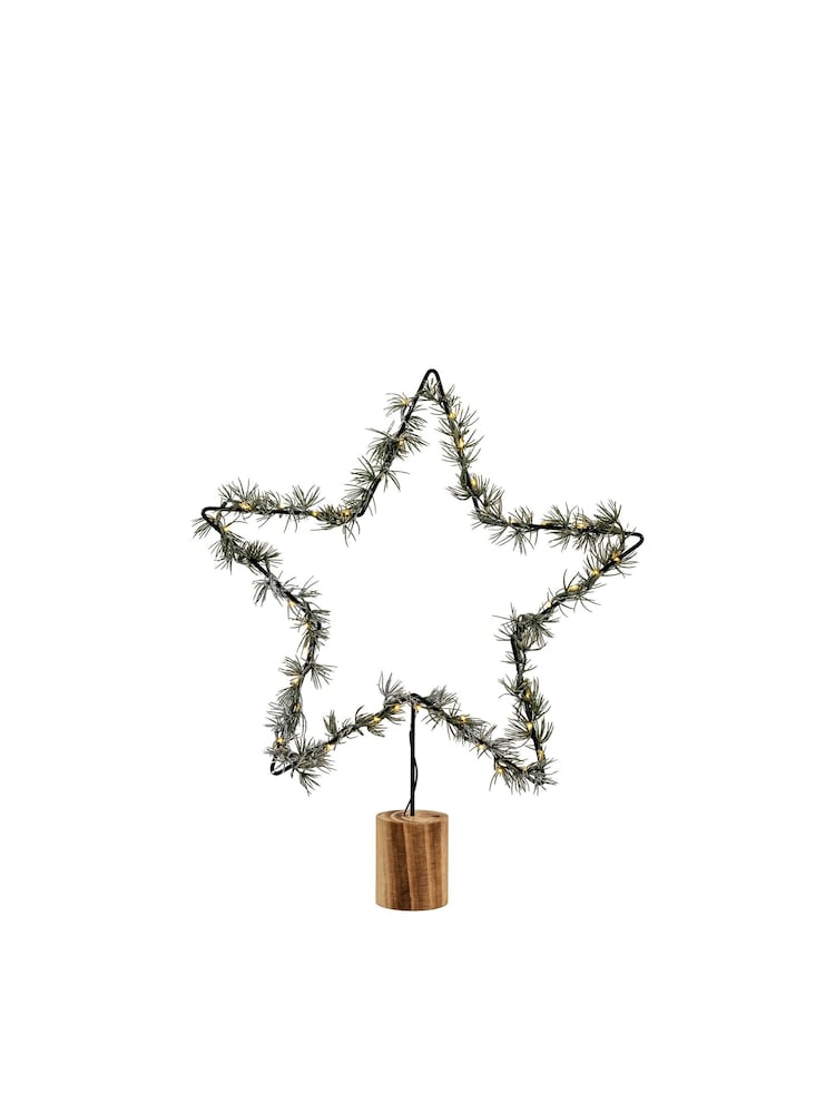 Gallery Home Green Christmas Star Decoration with Pine LED Lights - Image 4 of 4