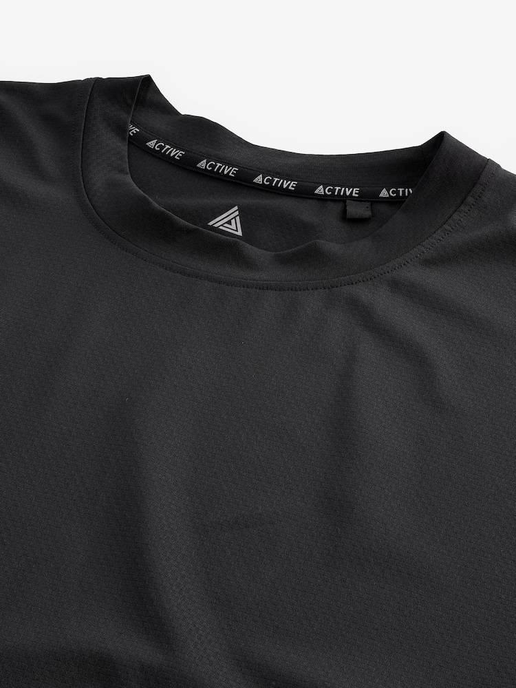 Schwarz - Active Relaxed Fit Textured Training T-Shirt - Bild 8 von 8